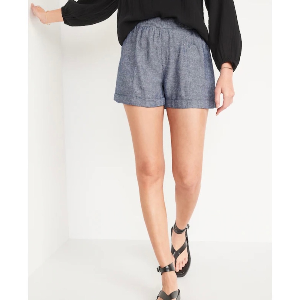 Old Navy High Rise Linen Navy Shorts M